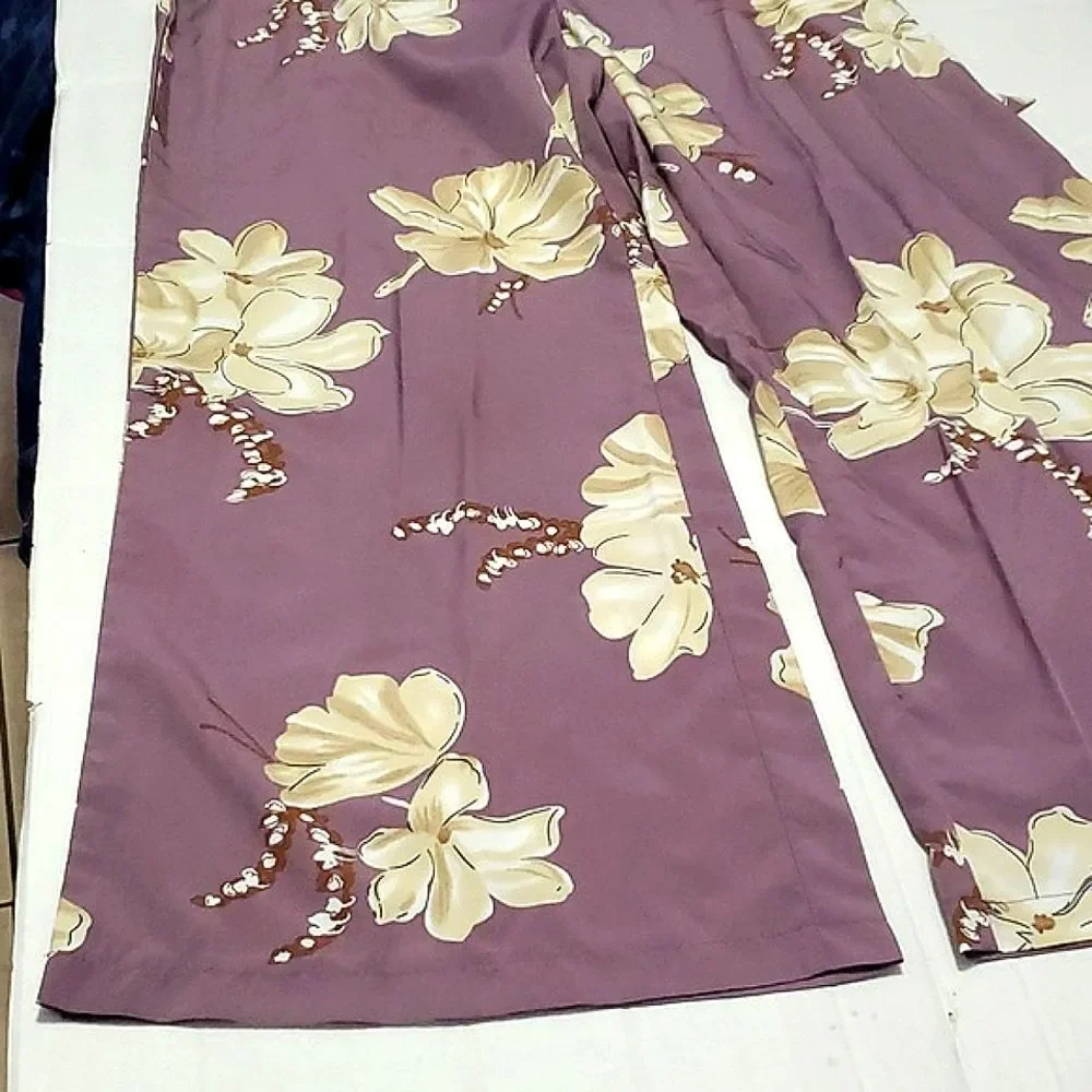 SHEIN Vcay Purple Floral Surplice Top Belted Wide Leg Jumpsuit L - Picture 13 of 16